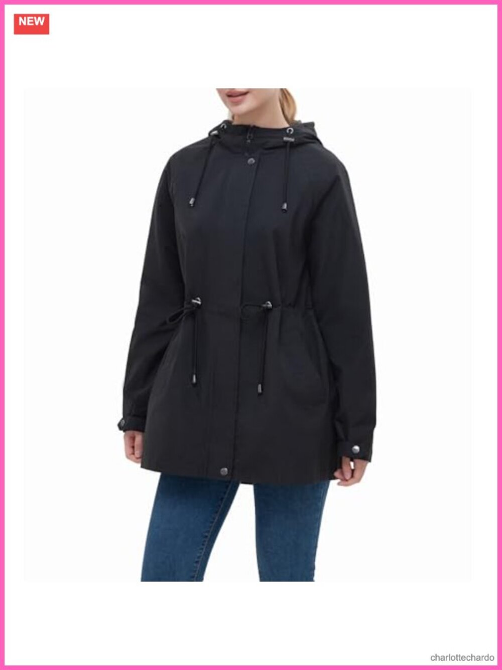 Water-Resistant Hooded Anorak Rain Jacket Trench Coat